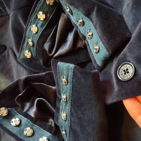 Maison Zadig & Voltaire #1 Size 36 Blue Velvet Blazer Jacket - Picture 16 of 16